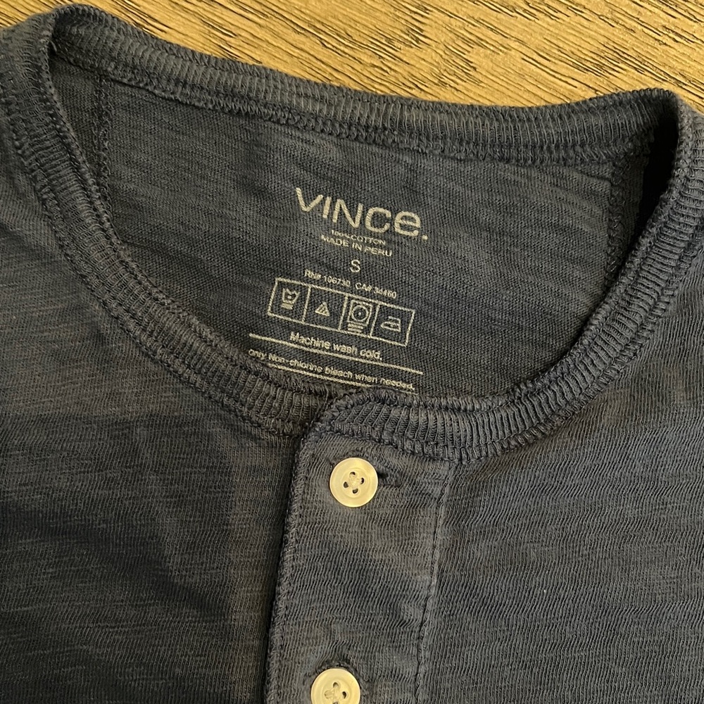 Men's Vince Blue Henley Shirt - Picture 2 of 7